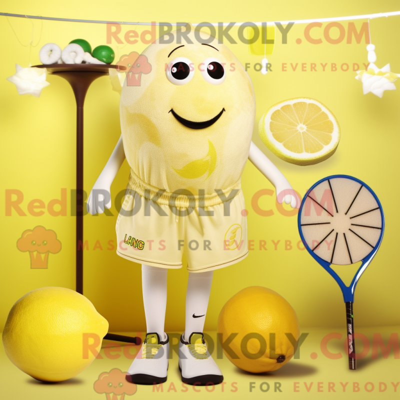 Mascot character of a Beige Lemon dressed with a Swimwear and Earrings Mascot character of a Beige Lemon dressed with a Swimwear and Earrings