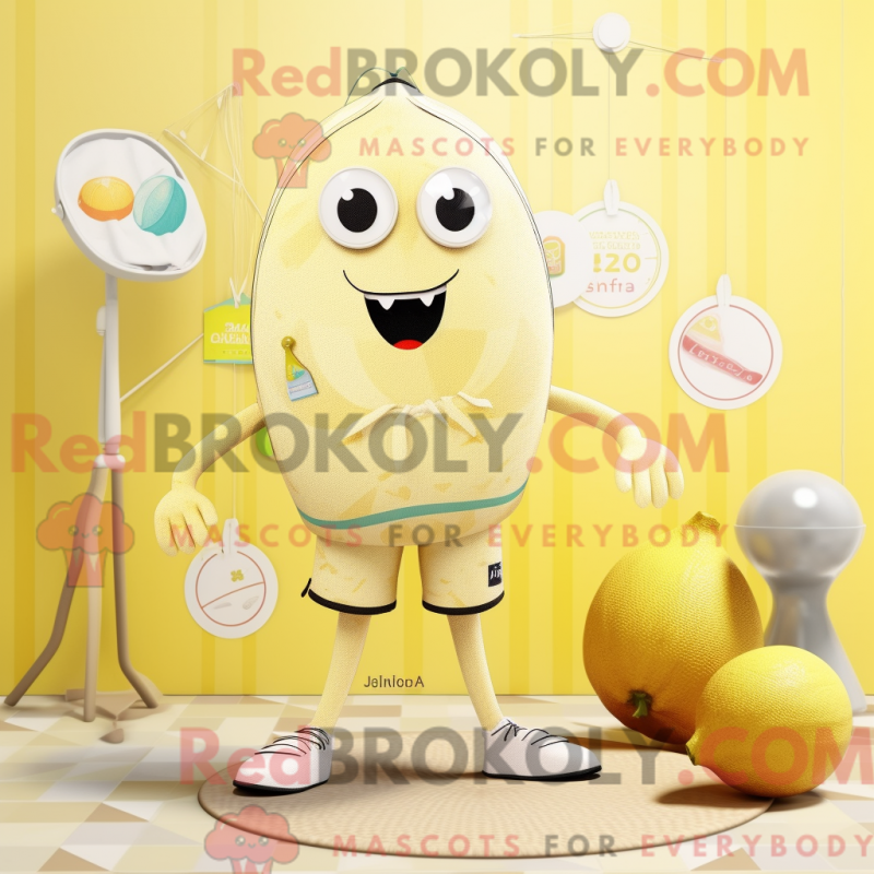 Mascot character of a Beige Lemon dressed with a Swimwear and Earrings Mascot character of a Beige Lemon dressed with a Swimwear and Earrings