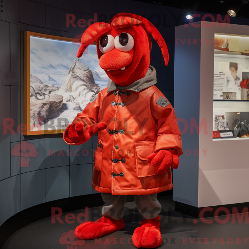 Mascot character of a Lobster dressed with a Parka and Caps Mascot character of a Lobster dressed with a Parka and Caps