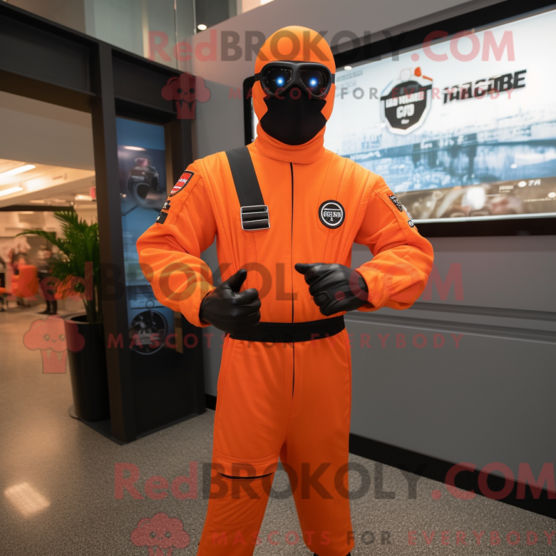 Mascot character of a Peach Gi Joe dressed with a Jumpsuit and Cufflinks Mascot character of a Peach Gi Joe dressed with a Jumpsuit and Cufflinks