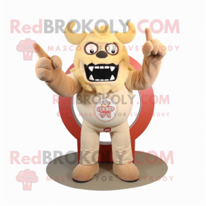 Beige Demon maskot drakt...