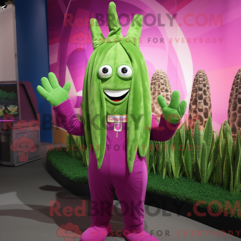 Mascot character of a Magenta Asparagus dressed with a Romper and Mittens Mascot character of a Magenta Asparagus dressed with a Romper and Mittens