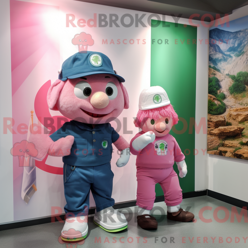 Mascot character of a Pink Irish Flag dressed with a Chambray Shirt and Watches Mascot character of a Pink Irish Flag dressed with a Chambray Shirt and Watches