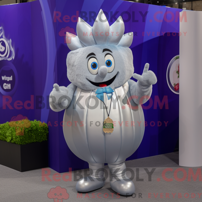 Mascot character of a Silver Onion dressed with a Jeans and Rings Mascot character of a Silver Onion dressed with a Jeans and Rings