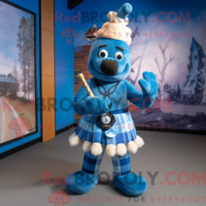 Mascot character of a Blue Bagpipe dressed with a Leggings and Mittens
