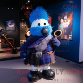 Mascot character of a Blue Bagpipe dressed with a Leggings and Mittens
