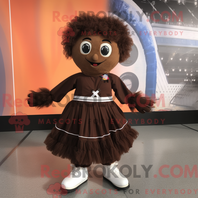 Mascot character of a Brown Irish Dancing Shoes dressed with a A-Line Dress and Gloves Mascot character of a Brown Irish Dancing Shoes dressed with a A-Line Dress and Gloves