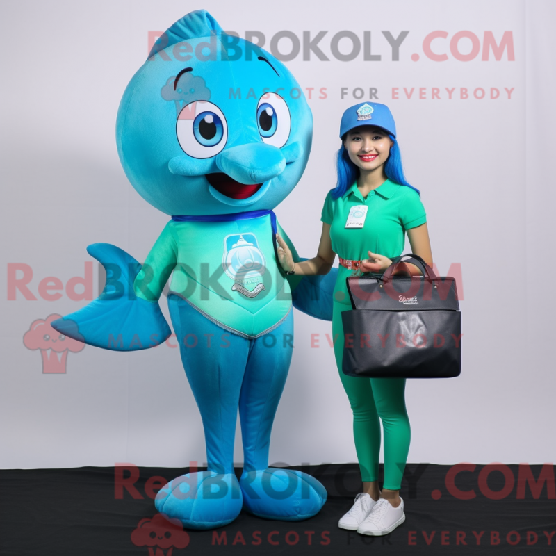 Mascot character of a Cyan Mermaid dressed with a Polo Shirt and Wallets Mascot character of a Cyan Mermaid dressed with a Polo Shirt and Wallets