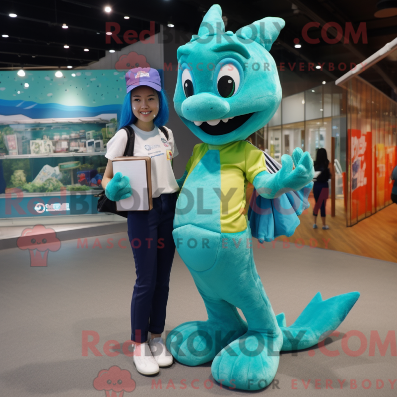 Mascot character of a Cyan Mermaid dressed with a Polo Shirt and Wallets Mascot character of a Cyan Mermaid dressed with a Polo Shirt and Wallets