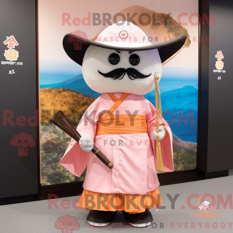 Mascot character of a Peach Samurai dressed with a Dress Shirt and Shawl pins Mascot character of a Peach Samurai dressed with a Dress Shirt and Shawl pins