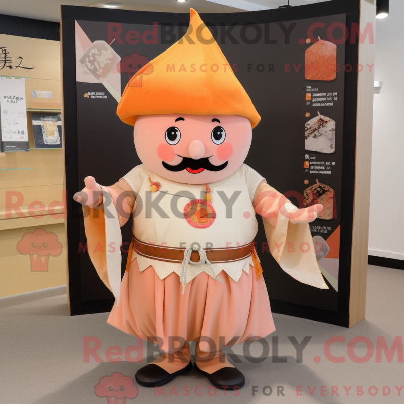 Mascot character of a Peach Samurai dressed with a Dress Shirt and Shawl pins Mascot character of a Peach Samurai dressed with a Dress Shirt and Shawl pins