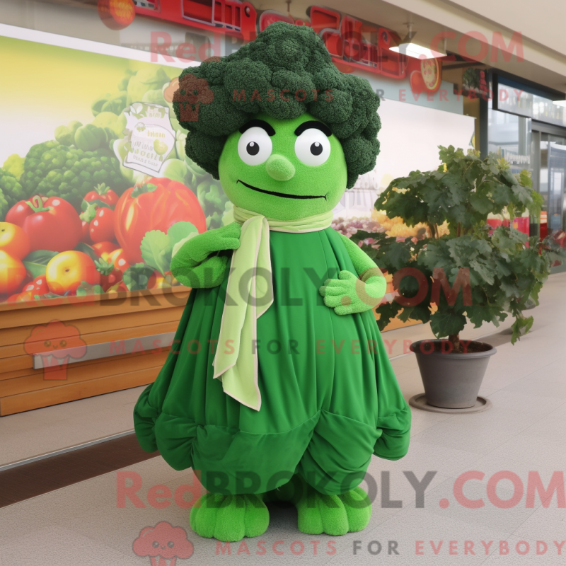 Mascot character of a Broccoli dressed with a Ball Gown and Scarf clips Mascot character of a Broccoli dressed with a Ball Gown and Scarf clips