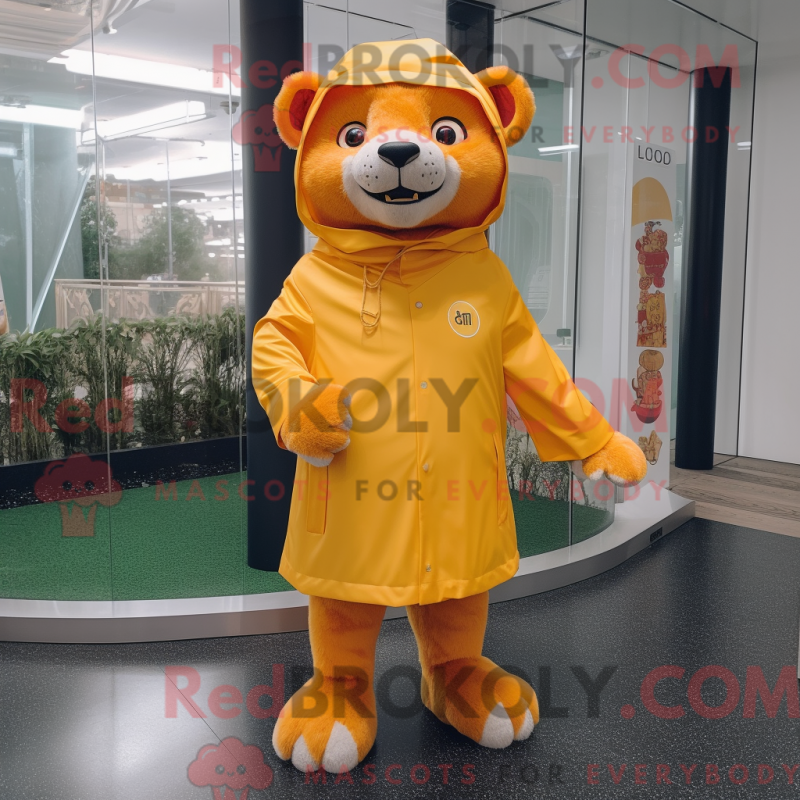 Mascot character of a Lion dressed with a Raincoat and Foot pads Mascot character of a Lion dressed with a Raincoat and Foot pads