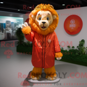 Mascot character of a Lion dressed with a Raincoat and Foot pads