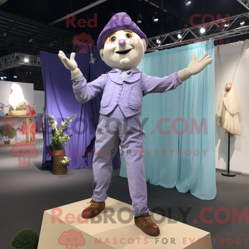 Mascot character of a Lavender Trapeze Artist dressed with a Culottes and Pocket squares Mascot character of a Lavender Trapeze Artist dressed with a Culottes and Pocket squares