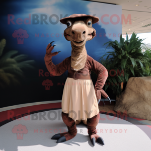 Brun Parasaurolophus maskot...