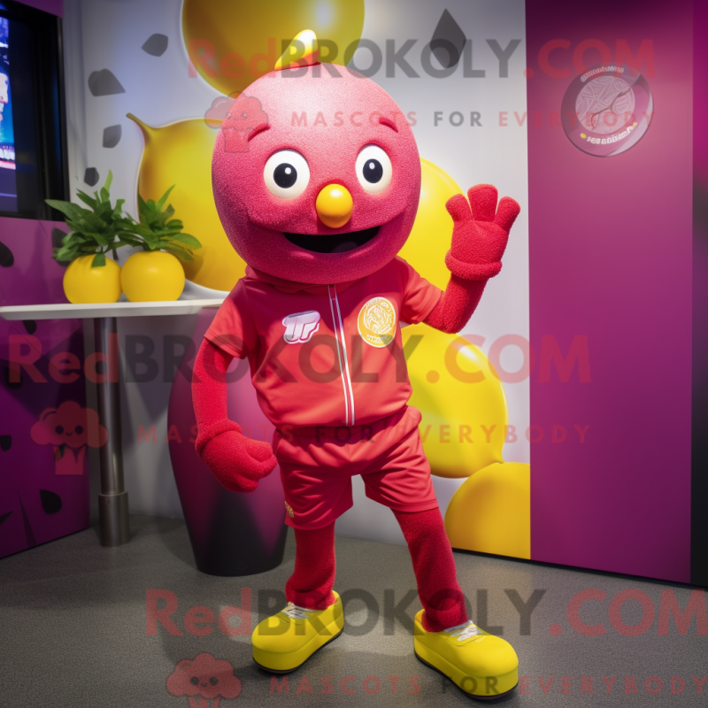 Mascot character of a Magenta Lemon dressed with a Rash Guard and Caps Mascot character of a Magenta Lemon dressed with a Rash Guard and Caps
