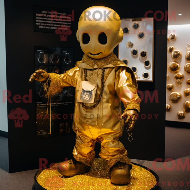 Mascot character of a Gold Graveyard dressed with a Playsuit and Beanies Mascot character of a Gold Graveyard dressed with a Playsuit and Beanies