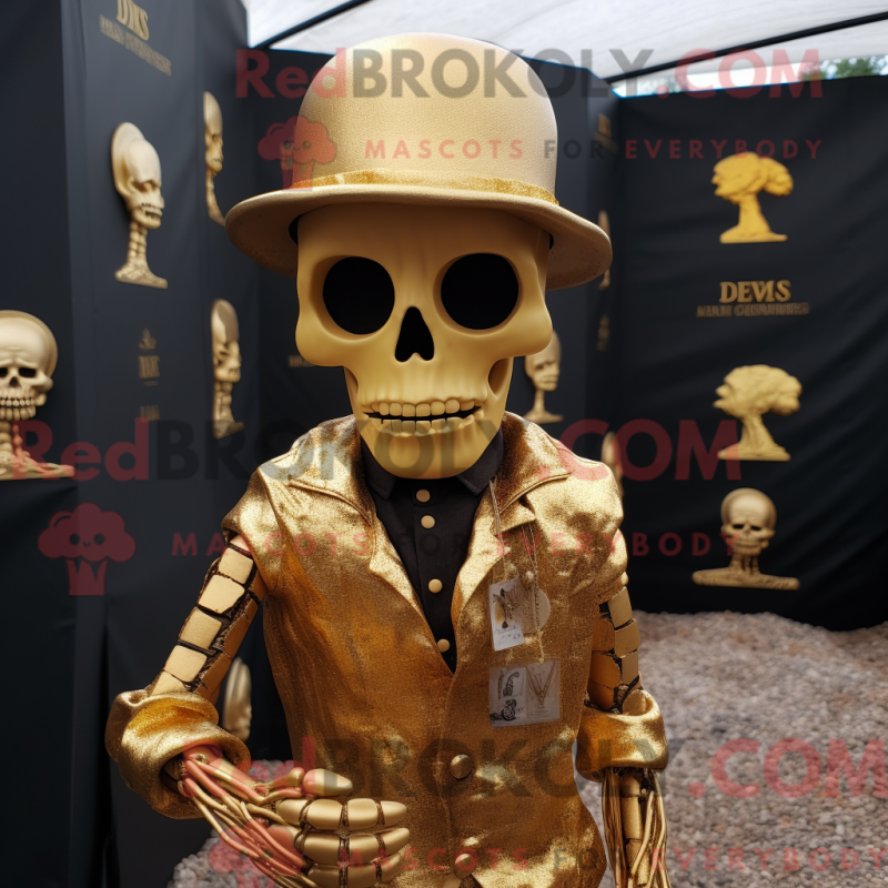 Mascot character of a Gold Graveyard dressed with a Playsuit and Beanies Mascot character of a Gold Graveyard dressed with a Playsuit and Beanies