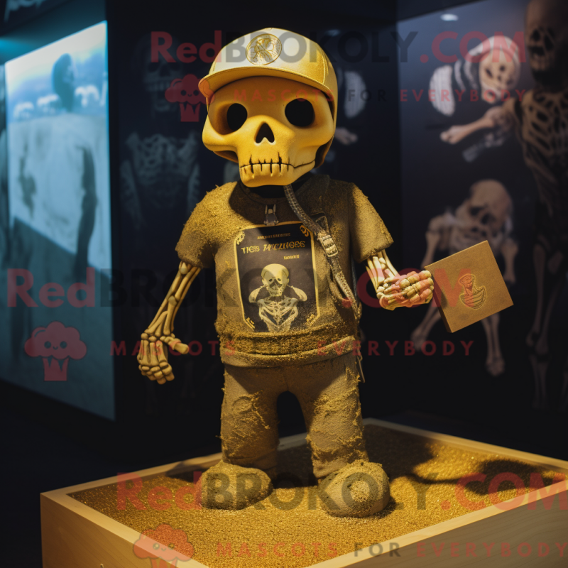 Mascot character of a Gold Graveyard dressed with a Playsuit and Beanies Mascot character of a Gold Graveyard dressed with a Playsuit and Beanies
