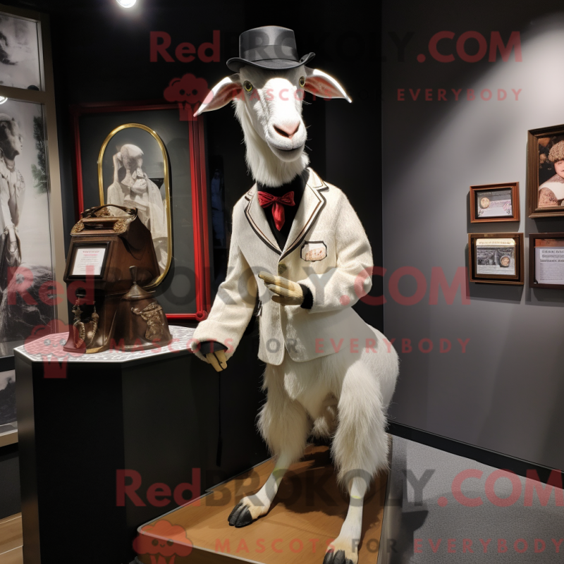Mascot character of a Beige Boer Goat dressed with a Tuxedo and Lapel pins Mascot character of a Beige Boer Goat dressed with a Tuxedo and Lapel pins