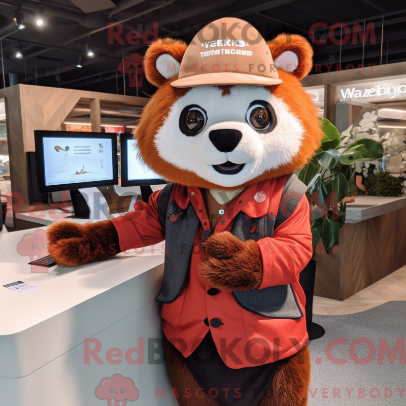 Mascot character of a Red Panda dressed with a Cardigan and Caps Mascot character of a Red Panda dressed with a Cardigan and Caps