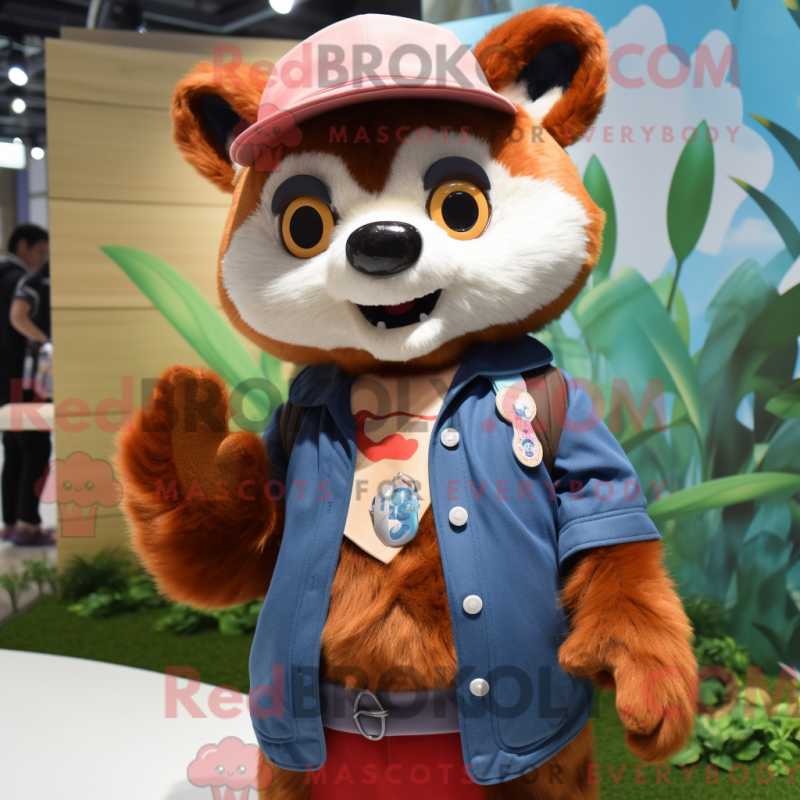Mascot character of a Red Panda dressed with a Cardigan and Caps Mascot character of a Red Panda dressed with a Cardigan and Caps