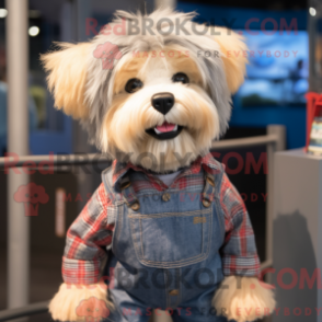 Mascot character of a Dog dressed with a Jeans and Hairpins