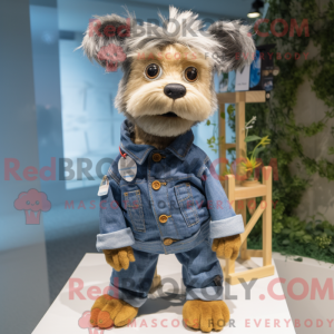 Mascot character of a Dog dressed with a Jeans and Hairpins