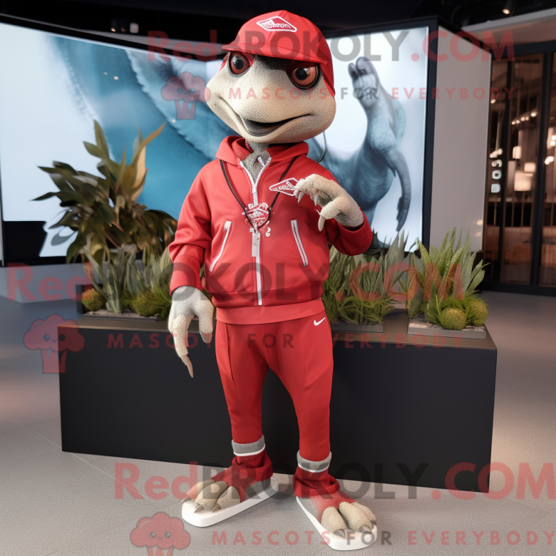 Mascot character of a Red Dimorphodon dressed with a Joggers and Bracelet watches Mascot character of a Red Dimorphodon dressed with a Joggers and Bracelet watches