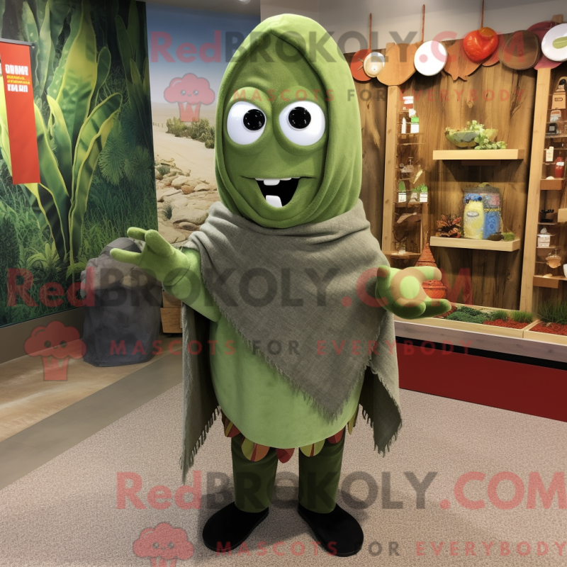 Mascot character of a Olive Enchiladas dressed with a Button-Up Shirt and Shawl pins Mascot character of a Olive Enchiladas dressed with a Button-Up Shirt and Shawl pins