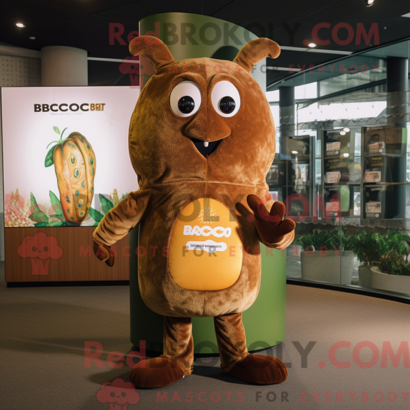 Mascot character of a Brown Zucchini dressed with a Rash Guard and Coin purses Mascot character of a Brown Zucchini dressed with a Rash Guard and Coin purses