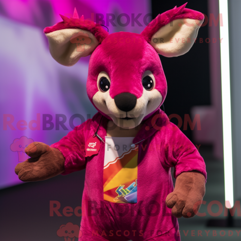 Mascot character of a Magenta Kangaroo dressed with a Playsuit and Earrings Mascot character of a Magenta Kangaroo dressed with a Playsuit and Earrings