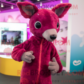 Mascot character of a Magenta Kangaroo dressed with a Playsuit and Earrings