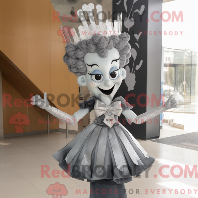 Mascot character of a Gray Queen dressed with a Bodysuit and Bow ties Mascot character of a Gray Queen dressed with a Bodysuit and Bow ties