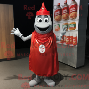 Mascot character of a Silver Bottle Of Ketchup dressed with a Turtleneck and Anklets