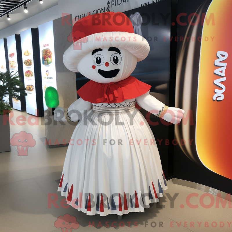 Mascot character of a Pepper dressed with a Maxi Skirt and Cummerbunds Mascot character of a Pepper dressed with a Maxi Skirt and Cummerbunds