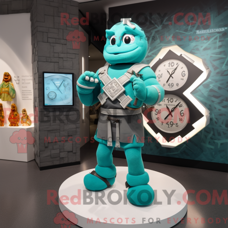 Mascot character of a Turquoise Celtic Cross dressed with a Tank Top and Smartwatches