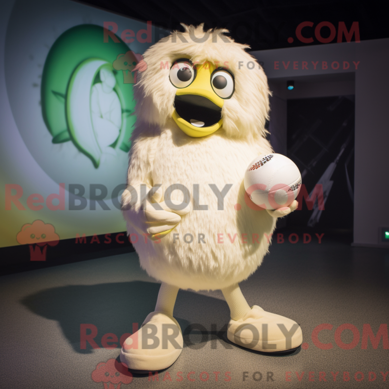 Mascot character of a Cream Kiwi dressed with a Playsuit and Anklets Mascot character of a Cream Kiwi dressed with a Playsuit and Anklets