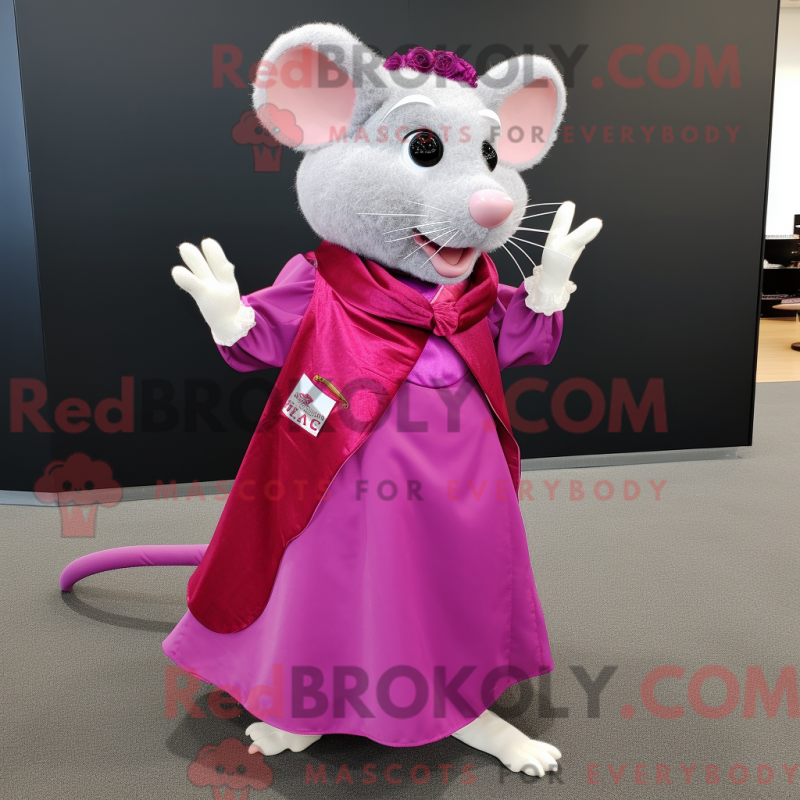 Mascot character of a Magenta Rat dressed with a Ball Gown and Pocket squares Mascot character of a Magenta Rat dressed with a Ball Gown and Pocket squares