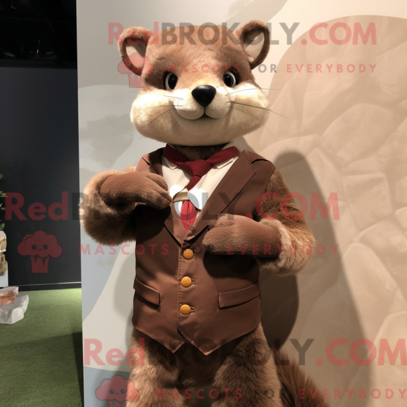 Mascot character of a Brown Marten dressed with a Vest and Pocket squares Mascot character of a Brown Marten dressed with a Vest and Pocket squares