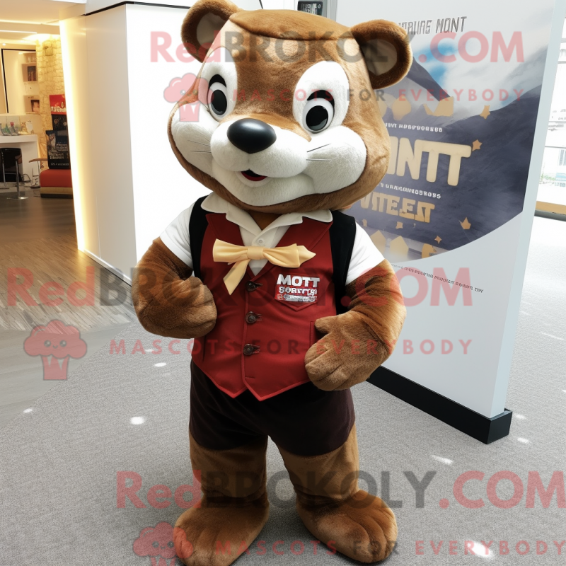 Mascot character of a Brown Marten dressed with a Vest and Pocket squares Mascot character of a Brown Marten dressed with a Vest and Pocket squares