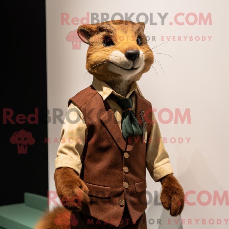 Mascot character of a Brown Marten dressed with a Vest and Pocket squares Mascot character of a Brown Marten dressed with a Vest and Pocket squares