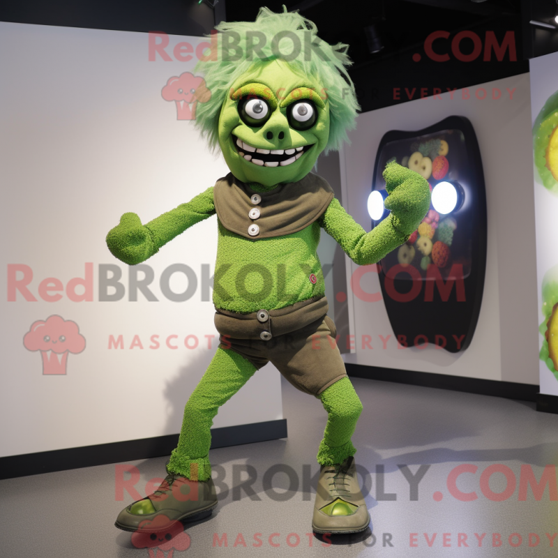 Mascot character of a Olive Zombie dressed with a Leggings and Rings Mascot character of a Olive Zombie dressed with a Leggings and Rings