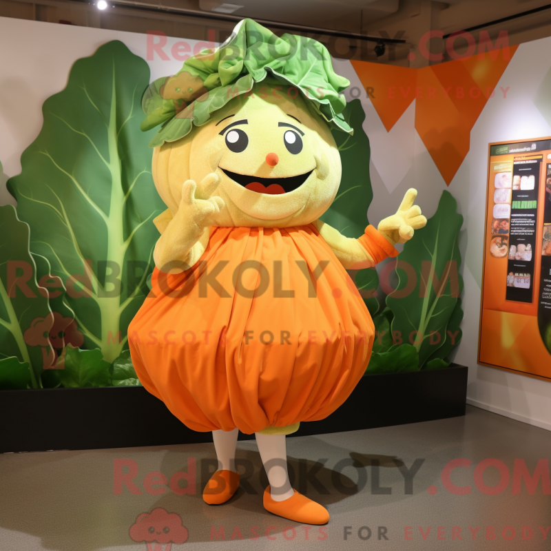 Mascot character of a Orange Cabbage dressed with a Mini Skirt and Mittens Mascot character of a Orange Cabbage dressed with a Mini Skirt and Mittens