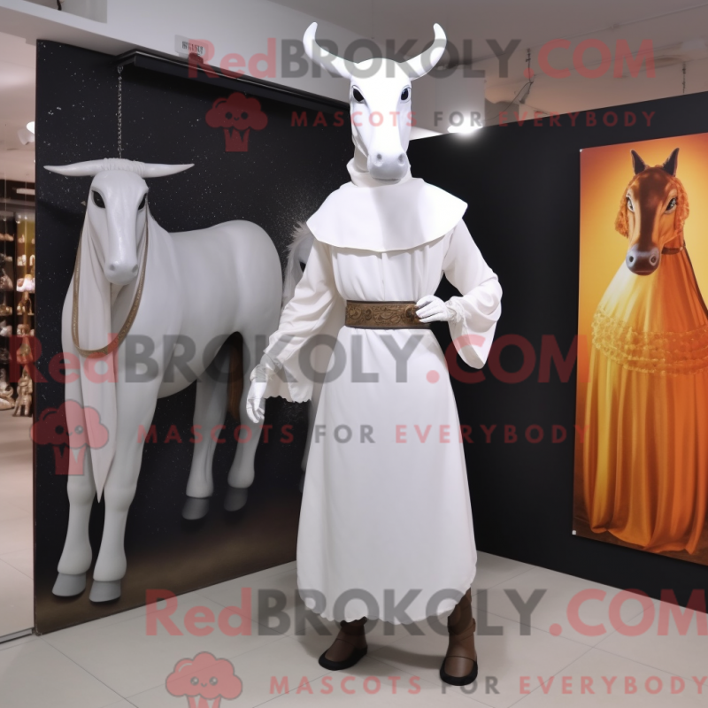 Mascot character of a White Horseshoe dressed with a Sheath Dress and Cummerbunds Mascot character of a White Horseshoe dressed with a Sheath Dress and Cummerbunds