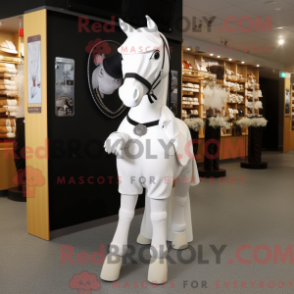 Mascot character of a White Horseshoe dressed with a Sheath Dress and Cummerbunds