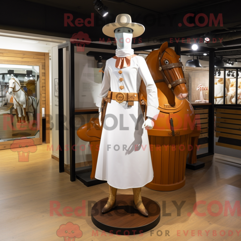 Mascot character of a White Horseshoe dressed with a Sheath Dress and Cummerbunds
