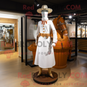 Mascot character of a White Horseshoe dressed with a Sheath Dress and Cummerbunds