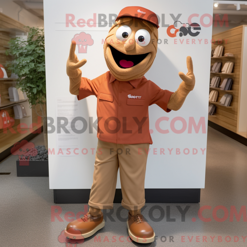 Mascot character of a Rust Aglet dressed with a Chinos and Shoe clips Mascot character of a Rust Aglet dressed with a Chinos and Shoe clips